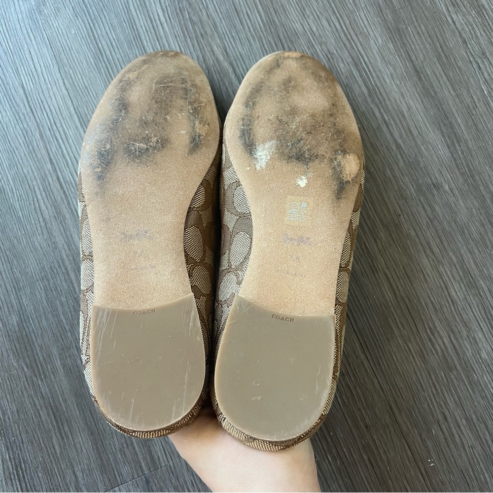 COACH Sienna Signature Logo Print Slide Mule Women's Size 7.5 Shoe Khaki Saddle - Picture 6 of 9